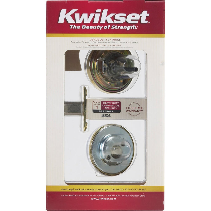 Kwikset Signature Series Polished Brass Single Cylinder Deadbolt