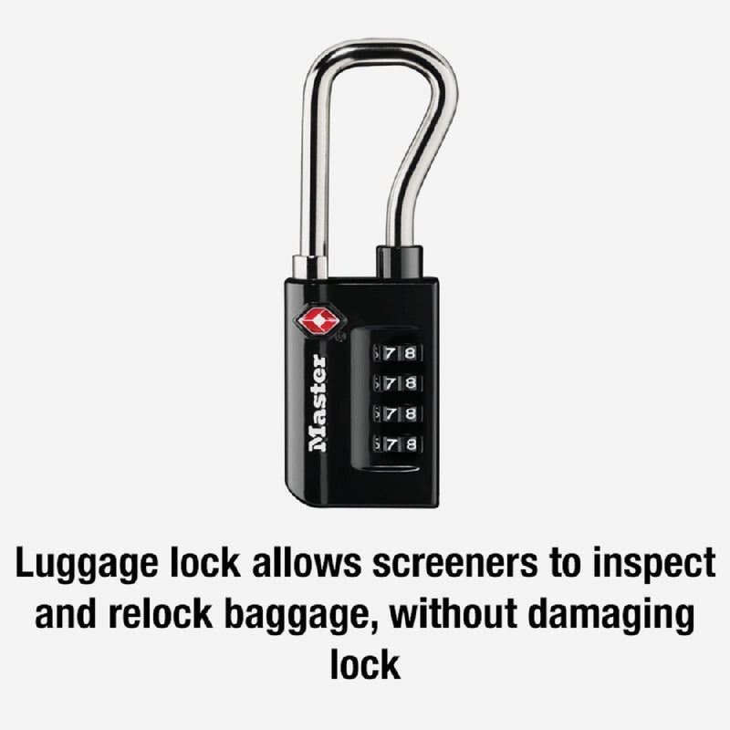 Master Lock 1-5/16 In. Wide Number Combination Luggage Lock with Extended Reach (TSA Accepted)