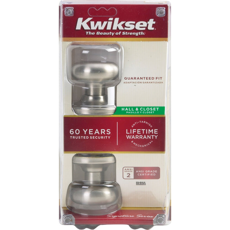 Kwikset Signature Series Satin Nickel Hall & Closet Door Knob