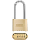 Master Lock 2 In. Zinc Brass Colored Alpha Long Shackle Combination Padlock
