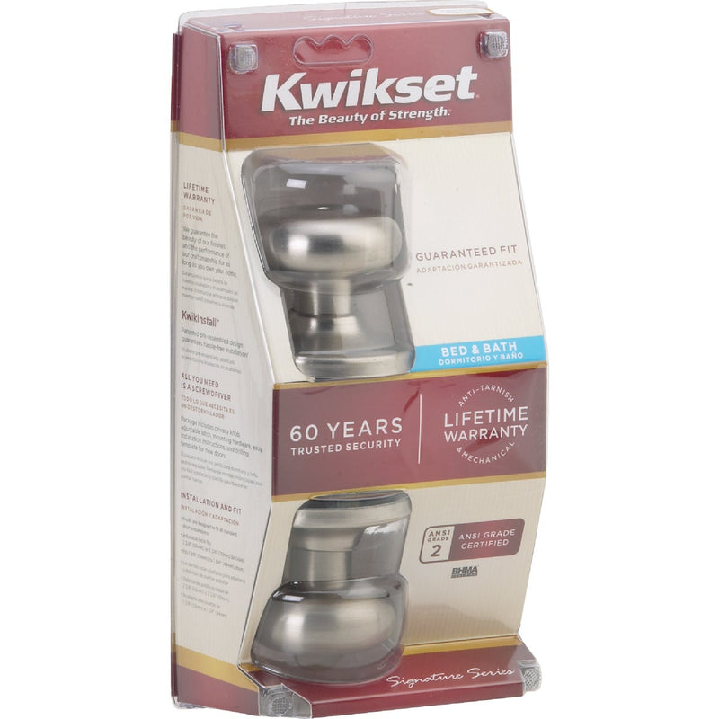 Kwikset Signature Series Satin Nickel Bed & Bath Door Knob