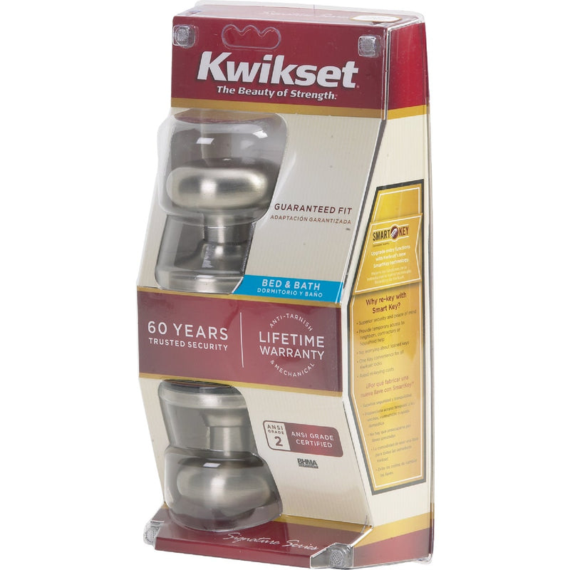 Kwikset Signature Series Satin Nickel Bed & Bath Door Knob