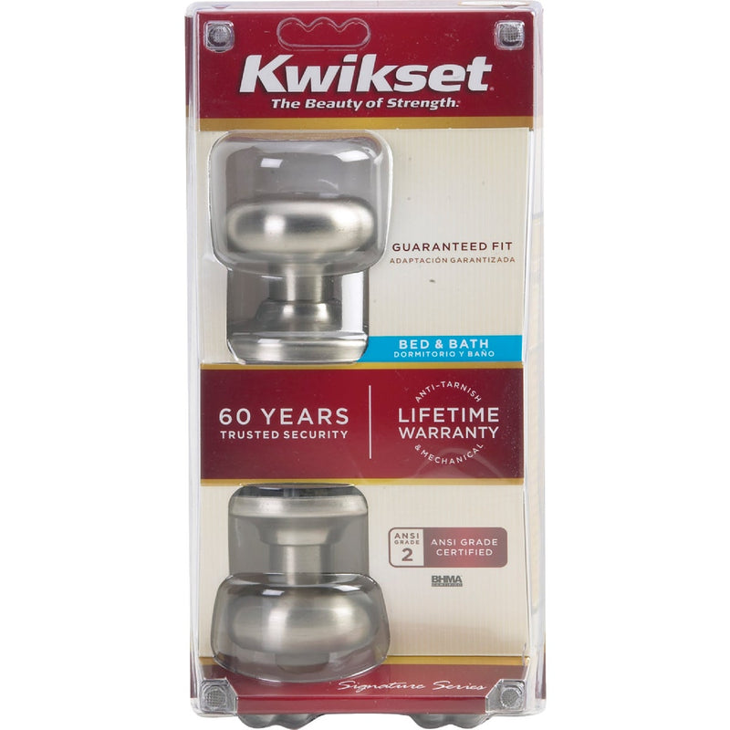 Kwikset Signature Series Satin Nickel Bed & Bath Door Knob