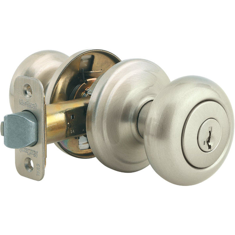 Kwikset Signature Series Satin Nickel Juno Entry Door Knob with SmartKey