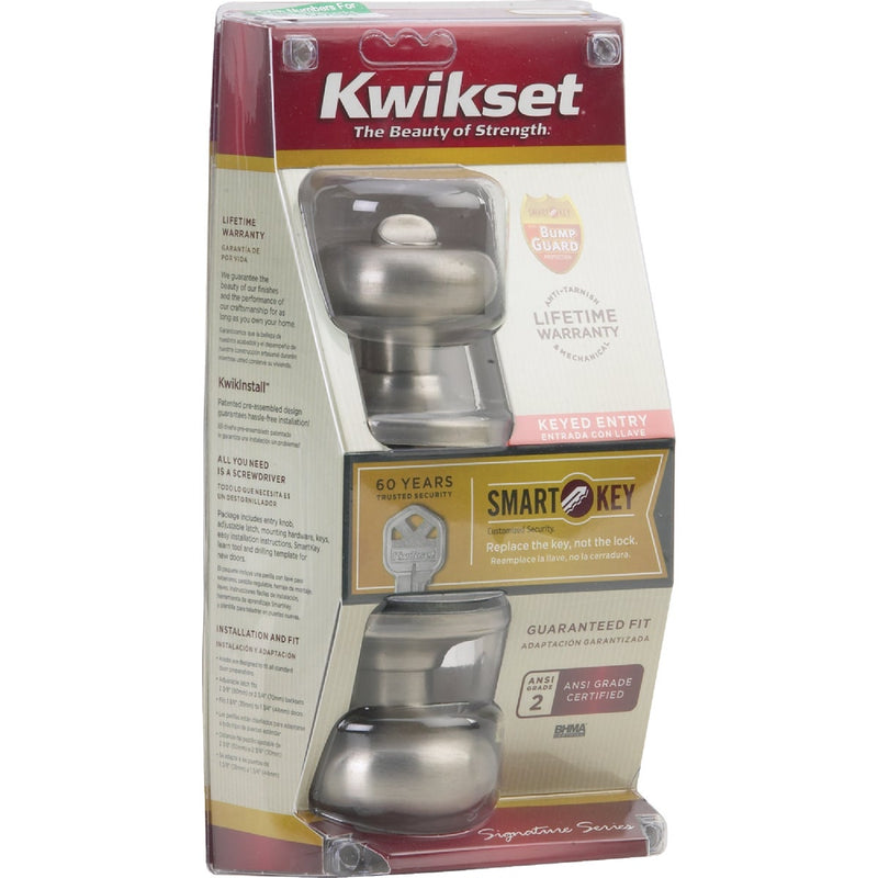 Kwikset Signature Series Satin Nickel Juno Entry Door Knob with SmartKey