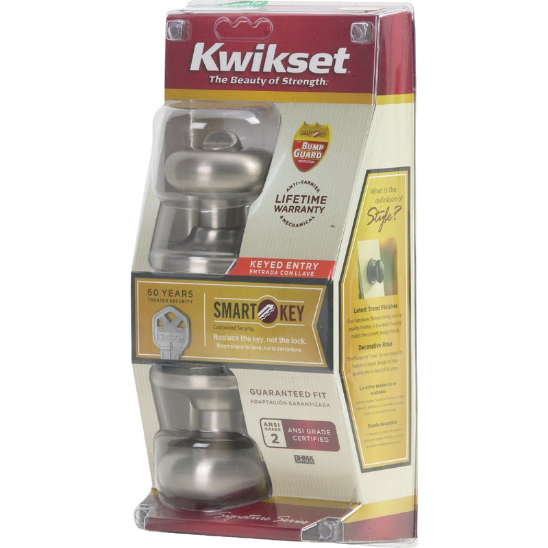 Kwikset Signature Series Satin Nickel Juno Entry Door Knob with SmartKey