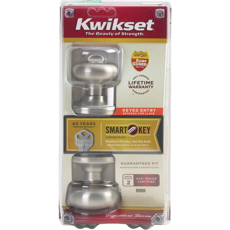 Kwikset Signature Series Satin Nickel Juno Entry Door Knob with SmartKey