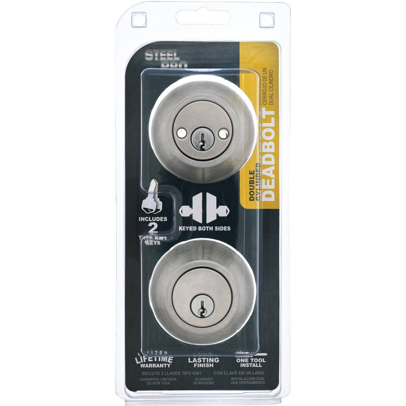 Steel Pro Satin Chrome Double Cylinder Deadbolt