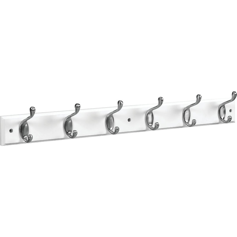 Stanley 27 In. Satin Nickel/White Hook Rail