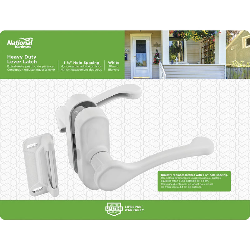 National White Lever Screen/Storm Door Latch