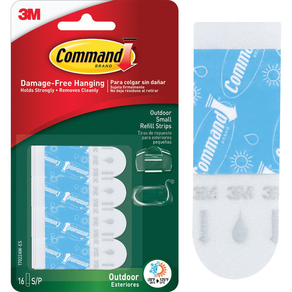 3M Command Outdoor Small Adhesive Strip, 16 Strips