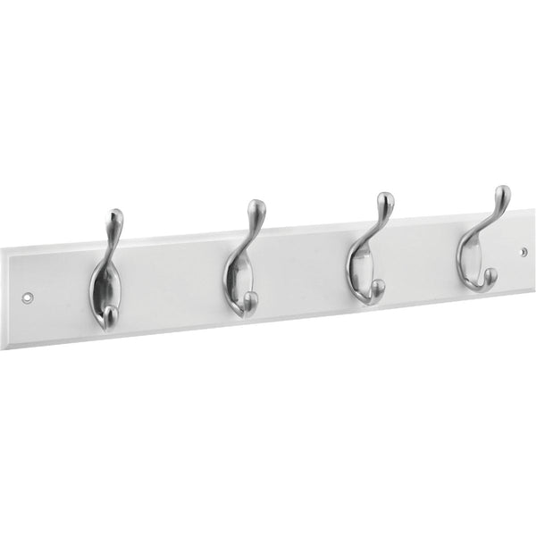 Stanley 18 In. Satin Nickel/White Hook Rail