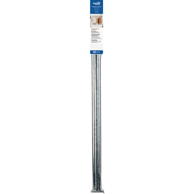 Stanley National 48 In. To 72 In. Adjustable Closet Rod, Bright Steel