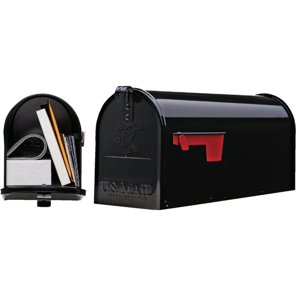 Gibraltar Elite Series T1 Black Steel Rural Post Mount Mailbox