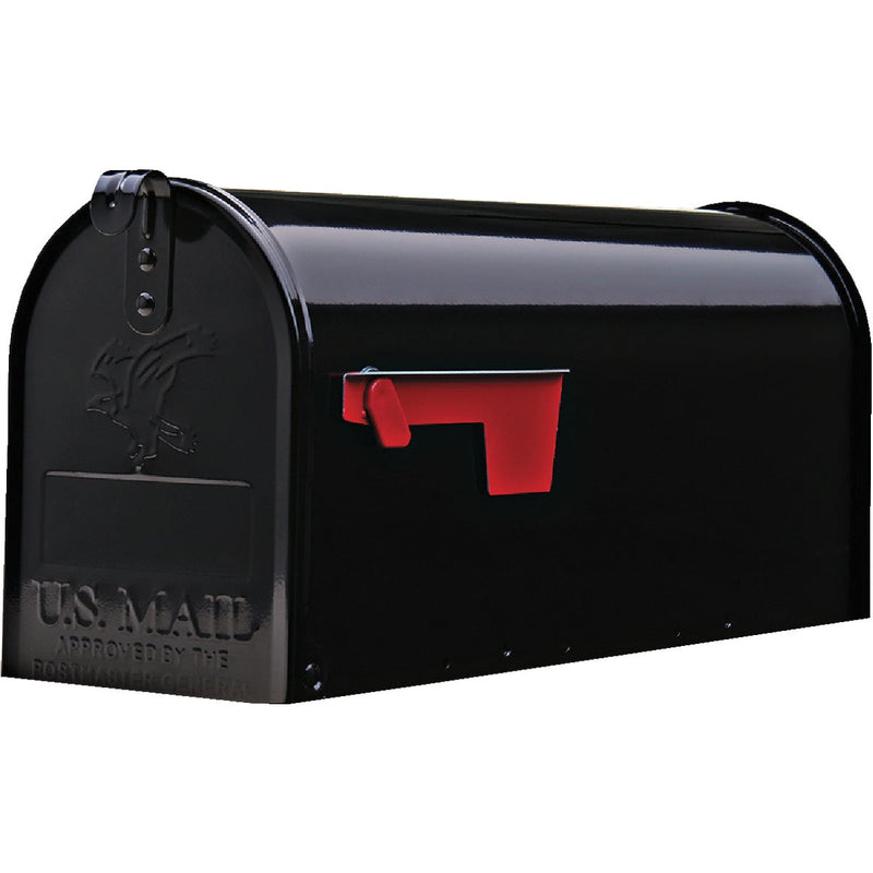 Gibraltar Elite Series T1 Black Steel Rural Post Mount Mailbox