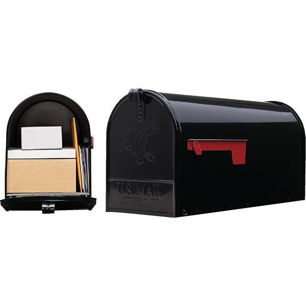 Gibraltar Elite T2 Large Black Steel Rural Post Mount Mailbox