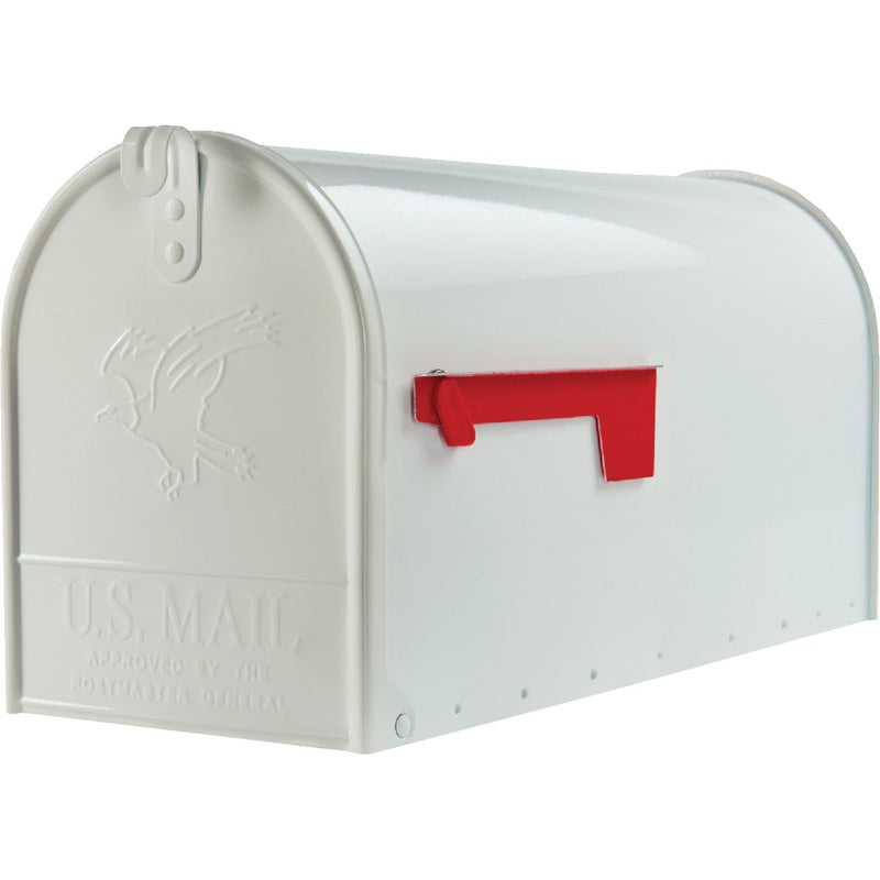 Gibraltar Elite T2 Large White Steel Rural Post Mount Mailbox