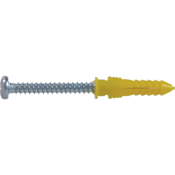 Hillman #4 - #6 - #8 Thread x 7/8 In. Yellow Ribbed Plastic Anchor (75 Ct.)