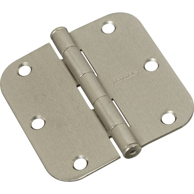 National 3-1/2 In. x 5/8 In. Radius Satin Nickel Door Hinge