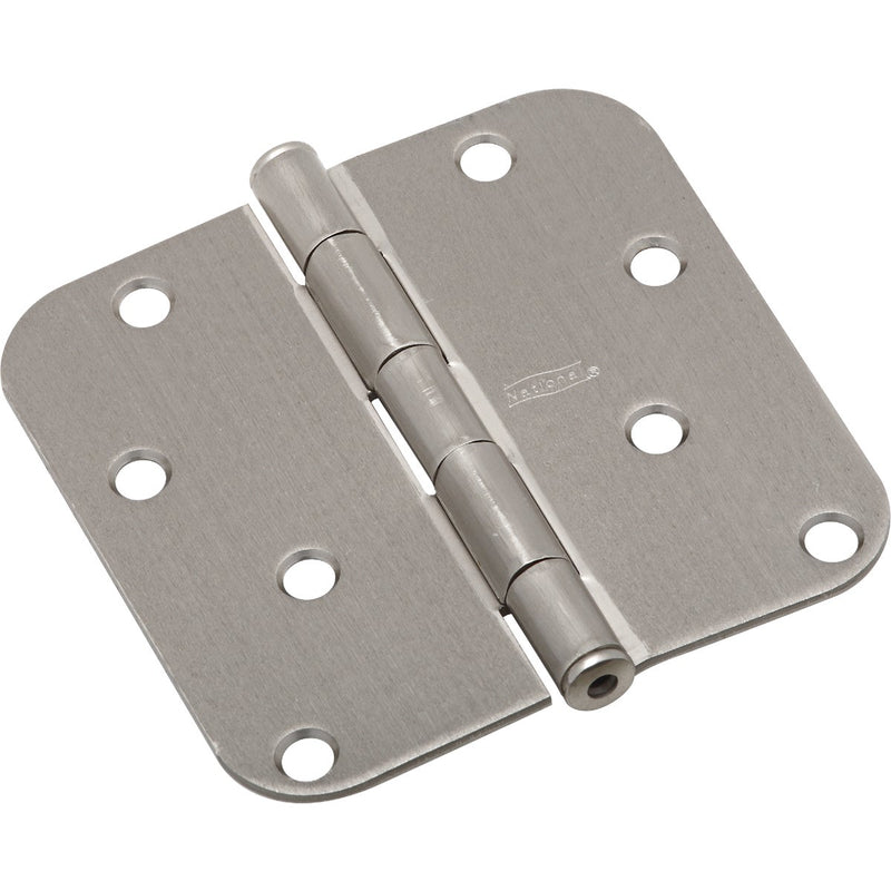 National 4 In. x 5/8 In. Radius Satin Nickel Door Hinge