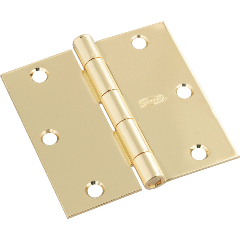 National 3-1/2 In. Square Polished Brass Door Hinge (3-Pack)