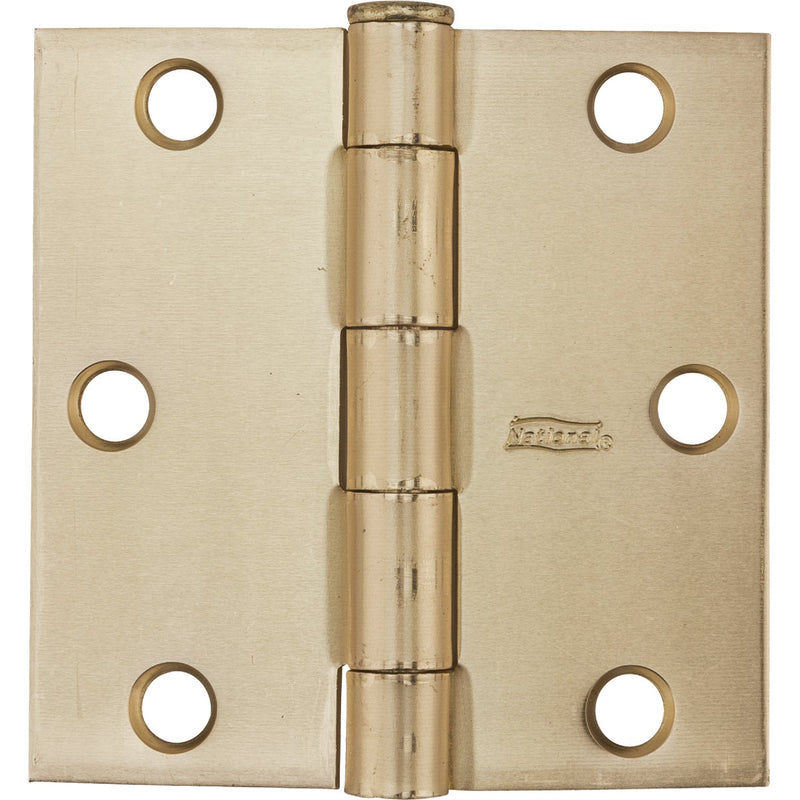 National 3 In. Square Satin Brass Door Hinge