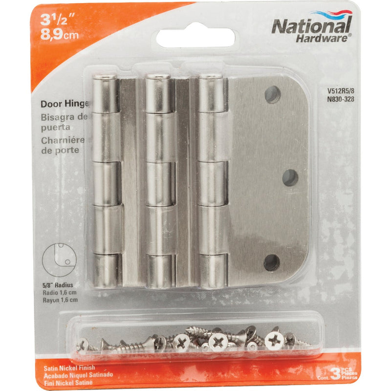 3-1/2 In. x 5/8 In. Radius Satin Nickel Door Hinge (3-Pack)