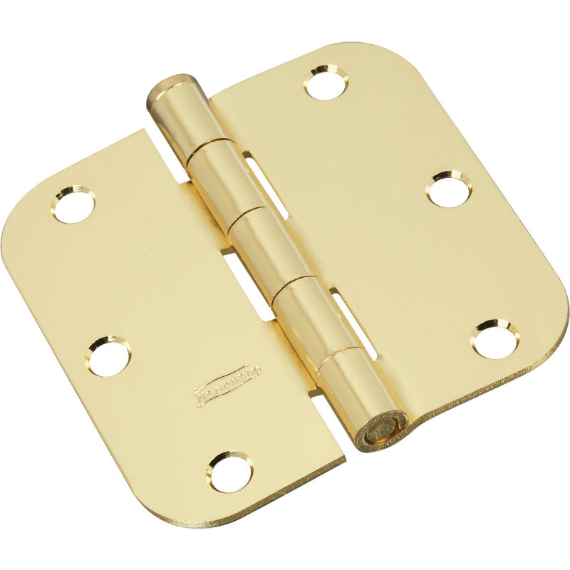 3-1/2 In. x 5/8 In. Radius Polished Brass Door Hinge (3-Pack)