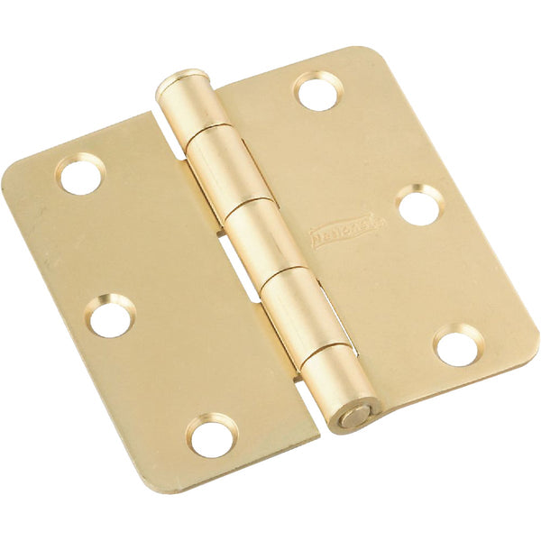 National 3 In. x 1/4 In. Radius Satin Brass Door Hinge