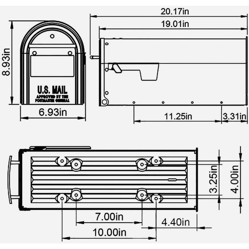 Gibraltar Franklin Venetian Bronze Steel Rural Post Mount Mailbox