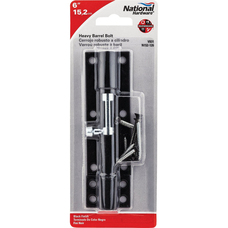 National 6 In. Black Heavy Barrel Bolt