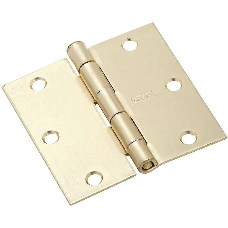 National 3-1/2 In. Square Satin Brass Door Hinge (3-Pack)