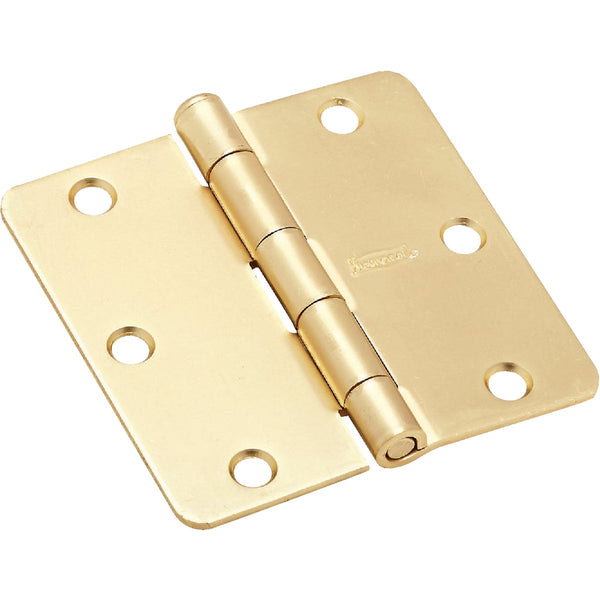 National 3-1/2 In. x 1/4 In. Radius Satin Brass Door Hinge (3-Pack)