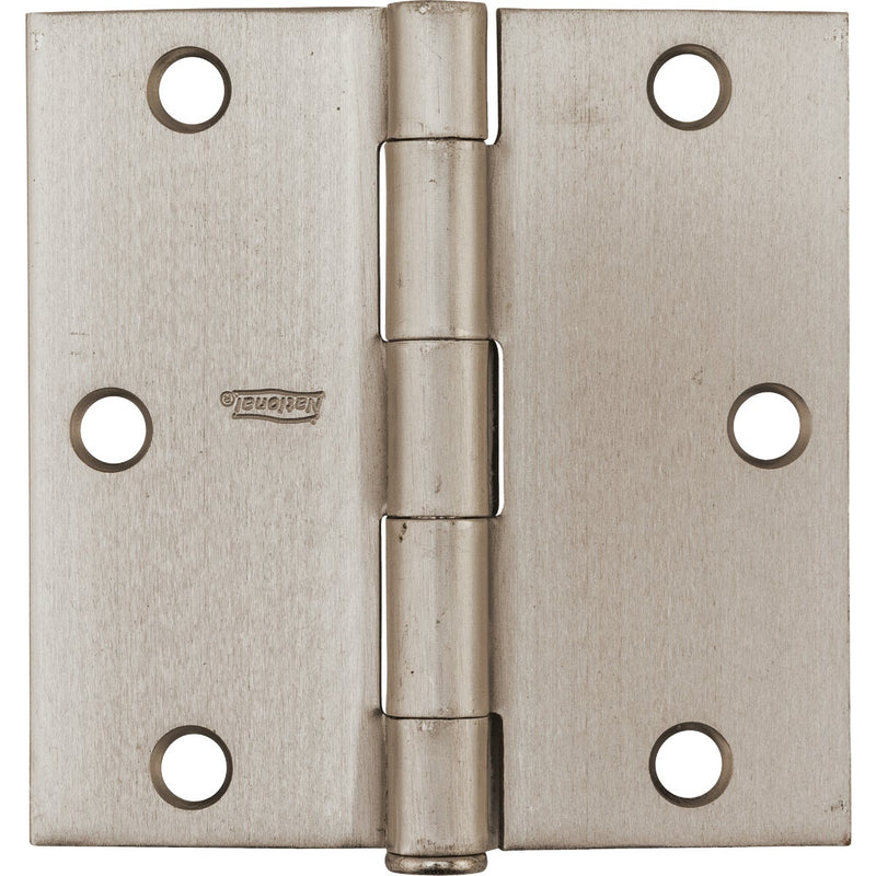 National 3-1/2 In. Square Satin Nickel Door Hinge