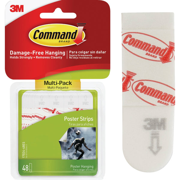 Command Poster Strips Value Pack, White, 48 Strips
