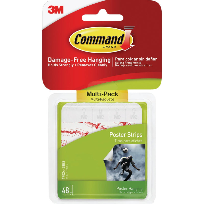 Command Poster Strips Value Pack, White, 48 Strips