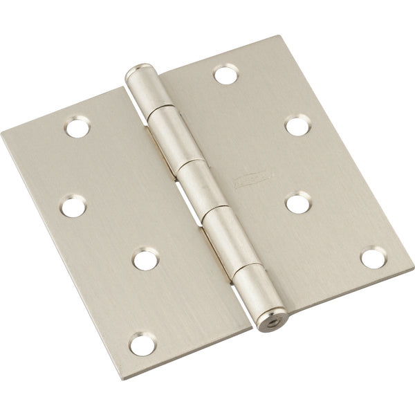 National 4 In. Square Satin Nickel Door Hinge