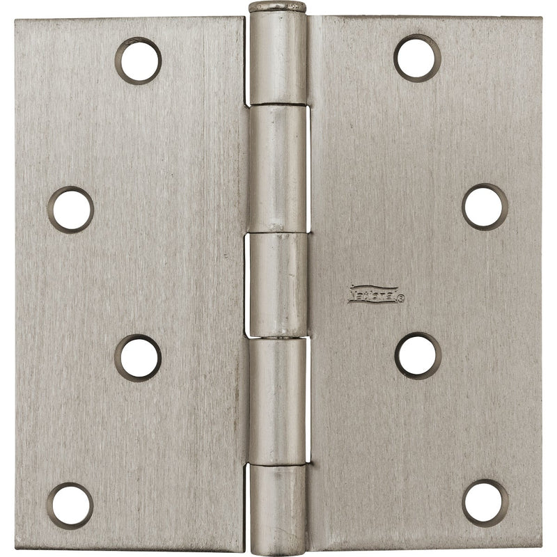 National 4 In. Square Satin Nickel Door Hinge