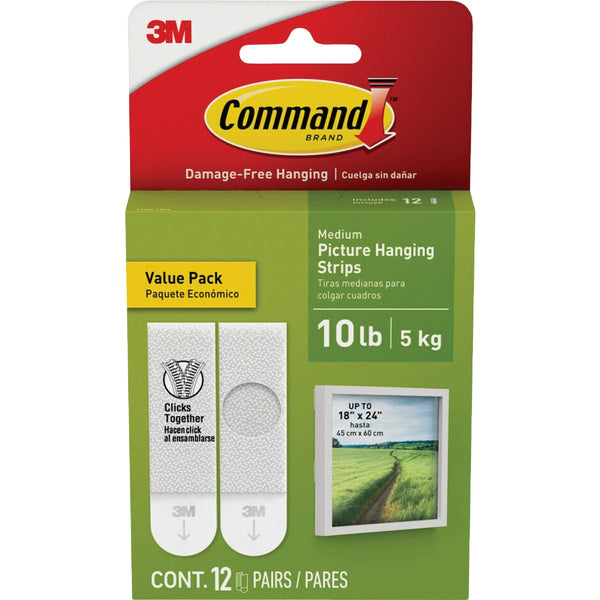Command 10 lb White Picture Hanging Strips Value Pack, 12 Pairs