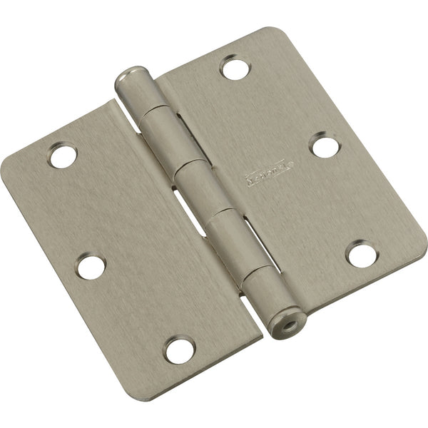 National 3-1/2 In. x 1/4 In. Radius Satin Nickel Door Hinge