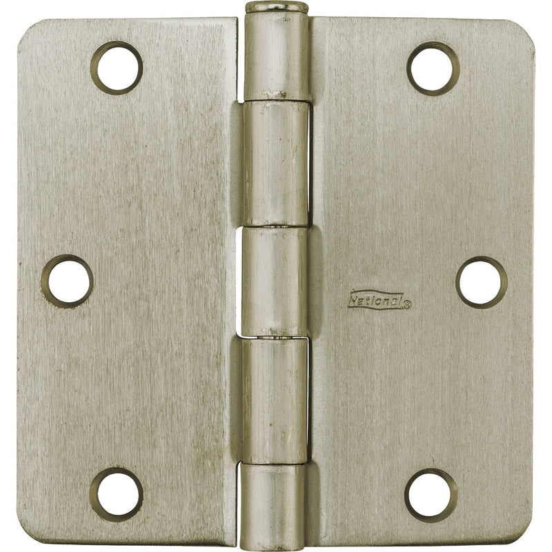 National 3-1/2 In. x 1/4 In. Radius Satin Nickel Door Hinge