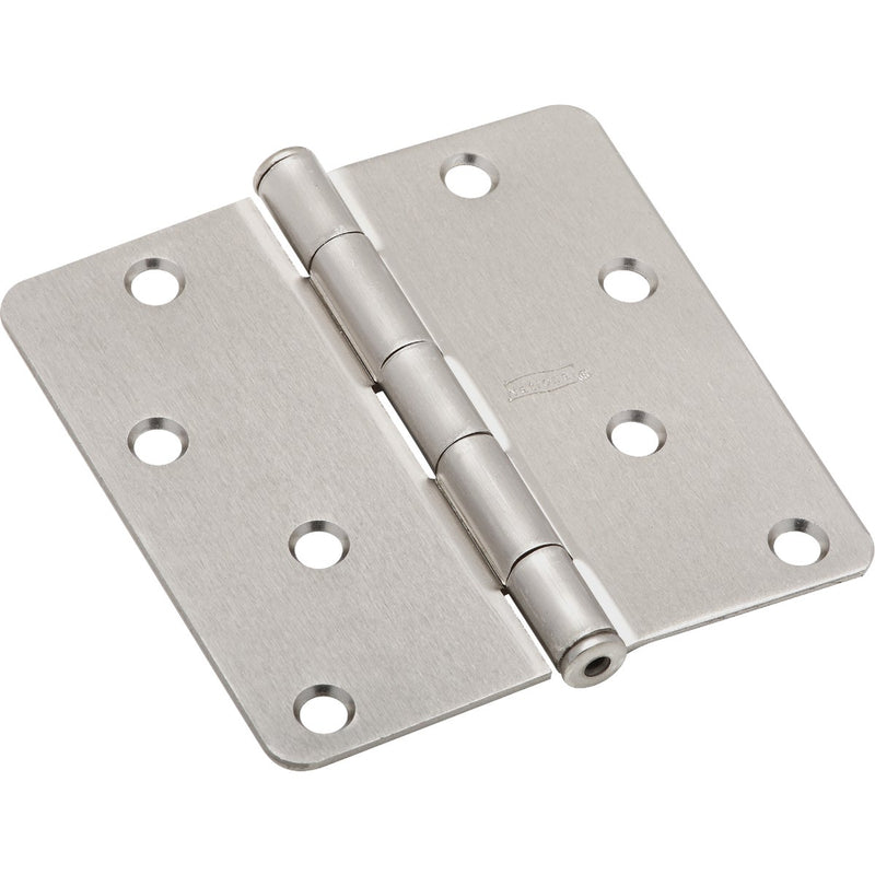 National 4 In. x 1/4 In. Radius Satin Nickel Door Hinge