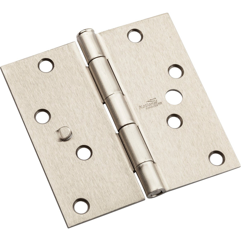 National 4 In. Satin Nickel Square Door Hinge, (3-Pack)