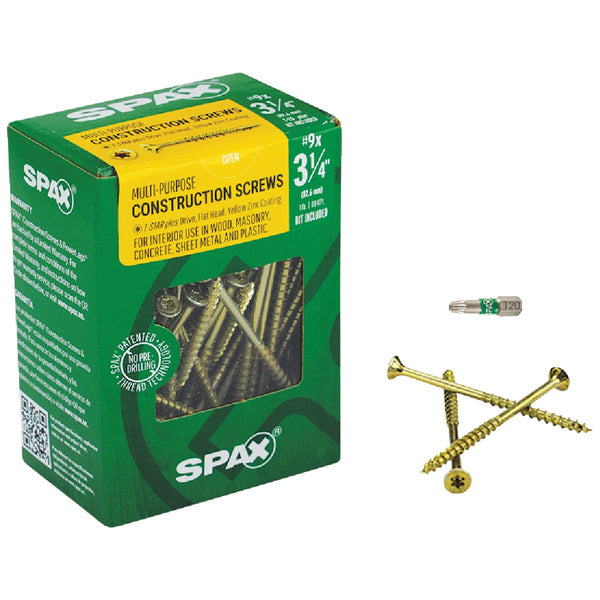 Spax #9 x 3-1/4 In. Flat Head Interior Multi-Material Construction Screw (1 Lb. Box)