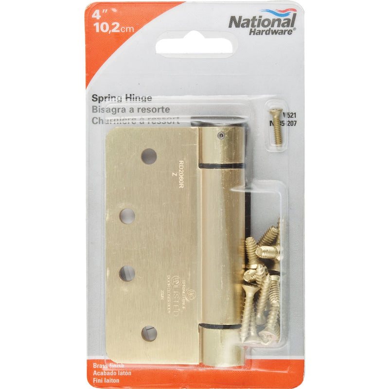 National 4 In. 1/4 In. Radius Brass Spring Door Hinge