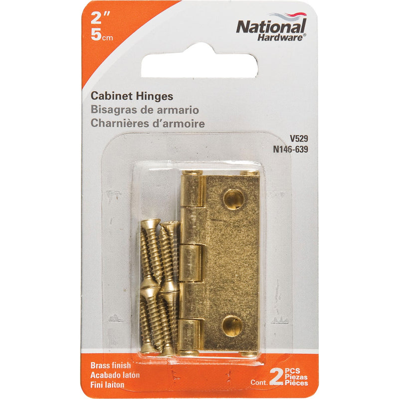 National 2 In. Brass Full-Inset Pin Hinge (2-Pack)
