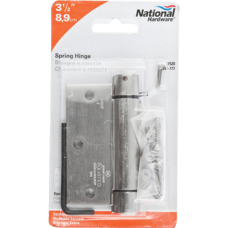 National 3.5 In. Satin Nickel Square Spring Door Hinge