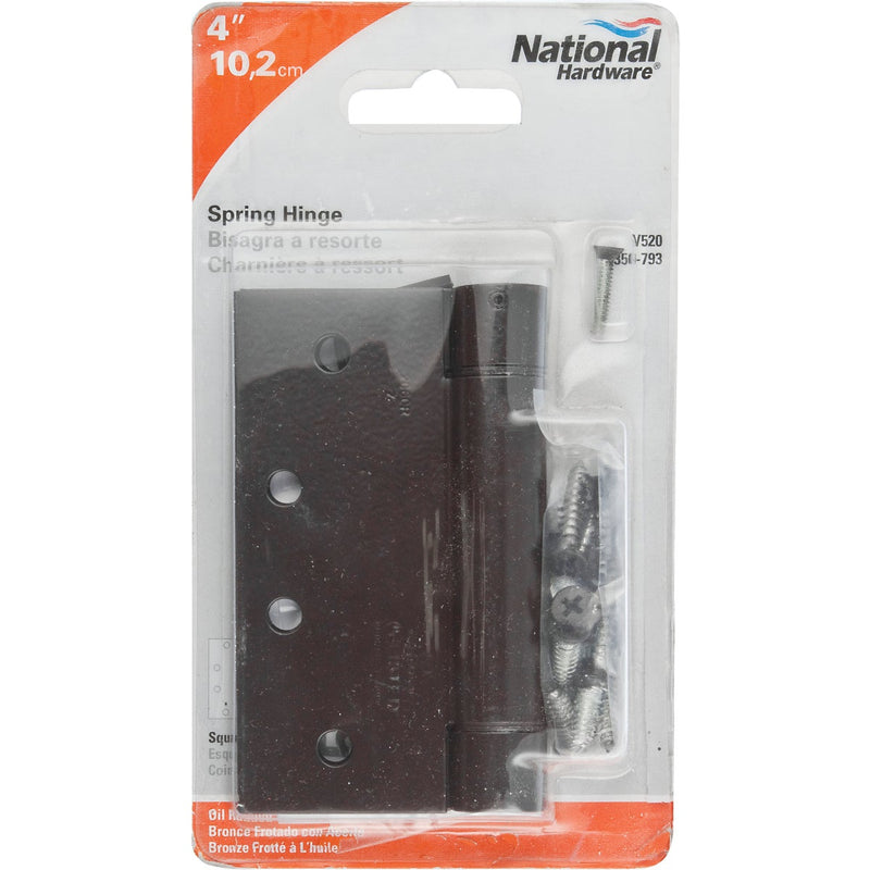 National 4 In. Oil Rubbed Bronze Square Spring Door Hinge