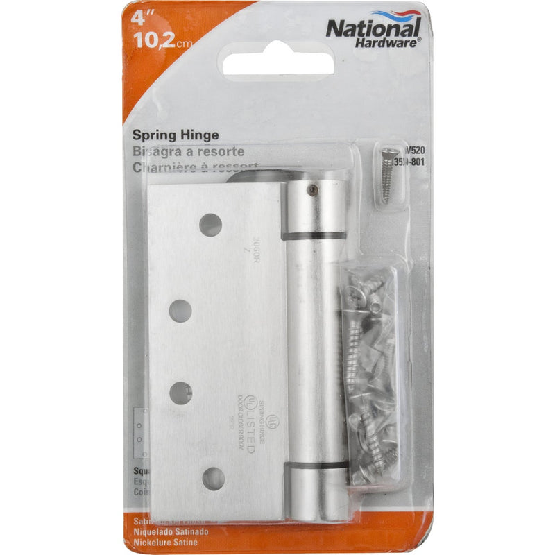 National 4 In. Satin Nickel Square Spring Door Hinge