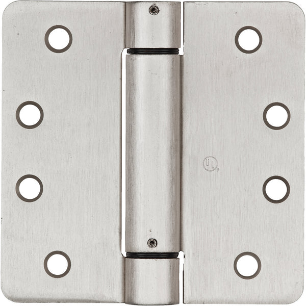 National 4 In. Satin Nickel 1/4 In. Radius Spring Door Hinge